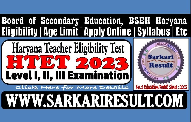 Sarkari Result HTET December 2023 Online Form