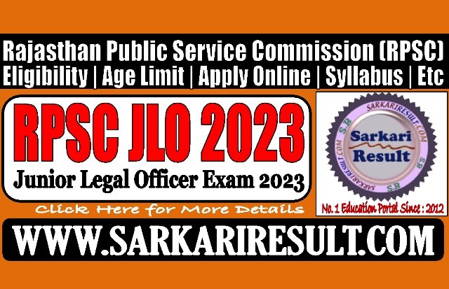 Sarkari Result RPSC JLO Online Form 2023